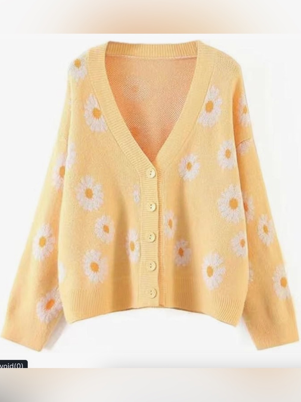 Yellow Daisy V-Neck Button Cardigan Sweater